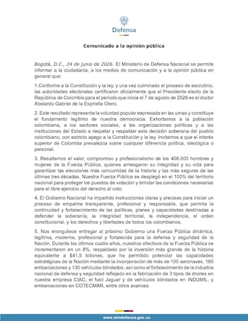 Ministerio de Defensa - crédito @mindefensa/X