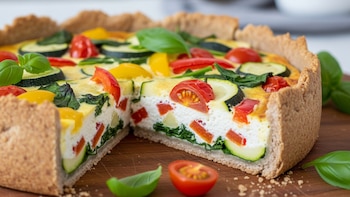 Receta de tarta integral de ricota y verduras, rápida y fácil