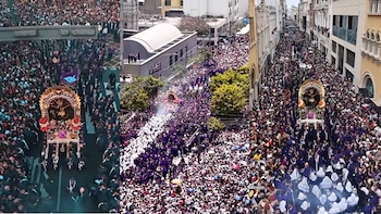 Devoción y fe por el Señor de los Milagros: Así se vio desde el cielo la espectacular procesión del Cristo Morado