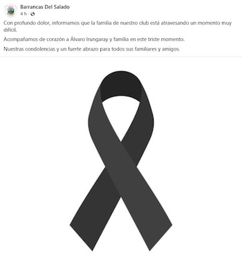 El club Barrancas del Salado expresó su conmoción y condolencias por la muerte de Damián Irungaray