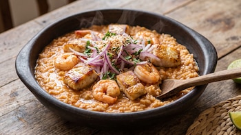 Cómo hacer arroz acevichado con camarones y pescado paso a paso