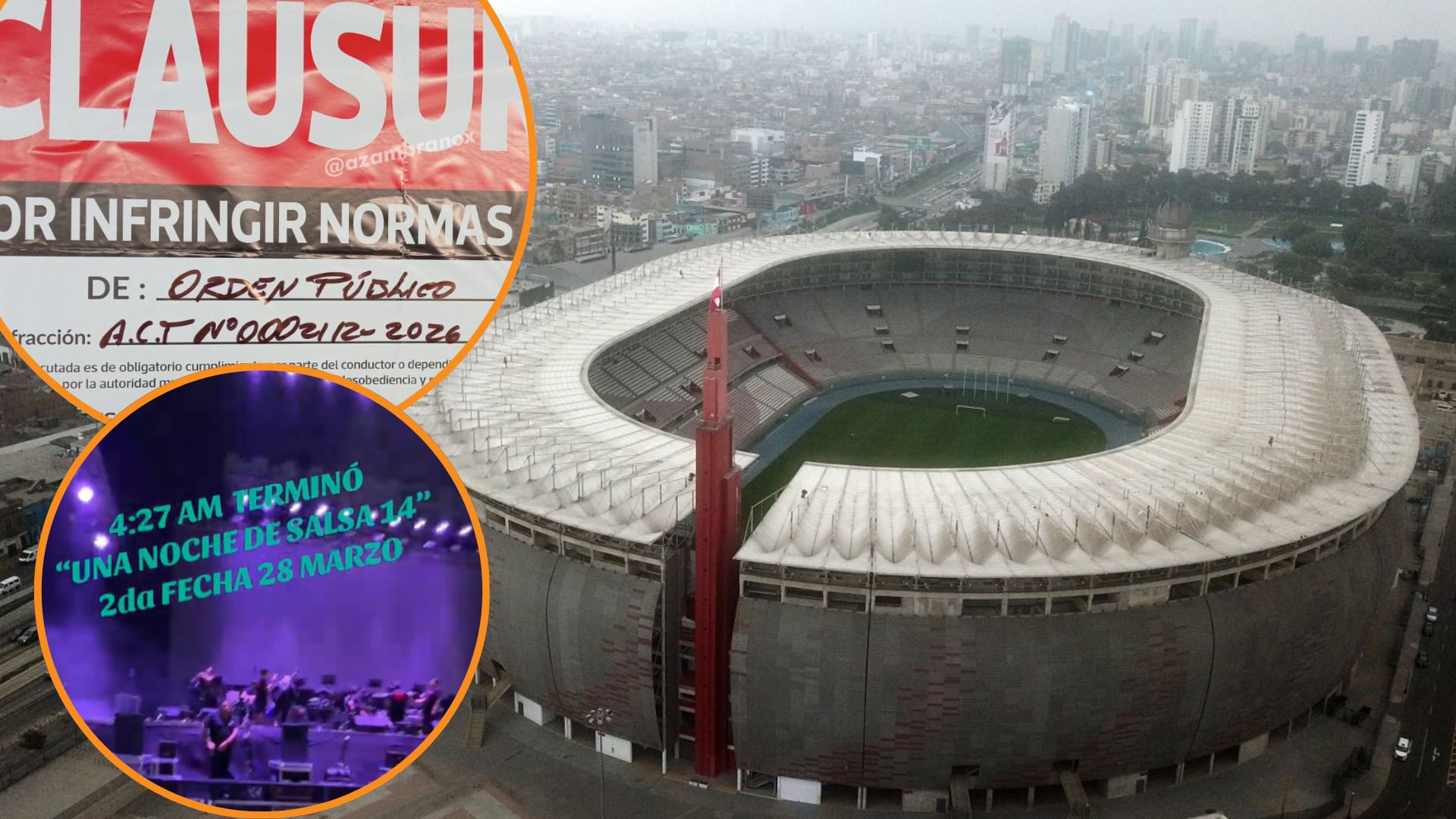 Municipalidad de Lima clausura el Estadio Nacional por infringir normas de “orden público”. (Foto: Composición - Infobae)