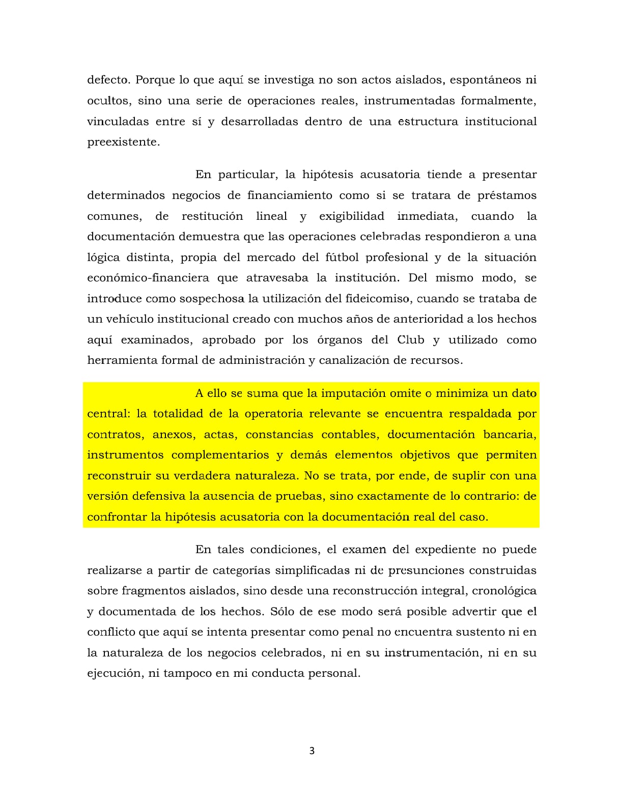 Parte del escrito presentado por Spinosa