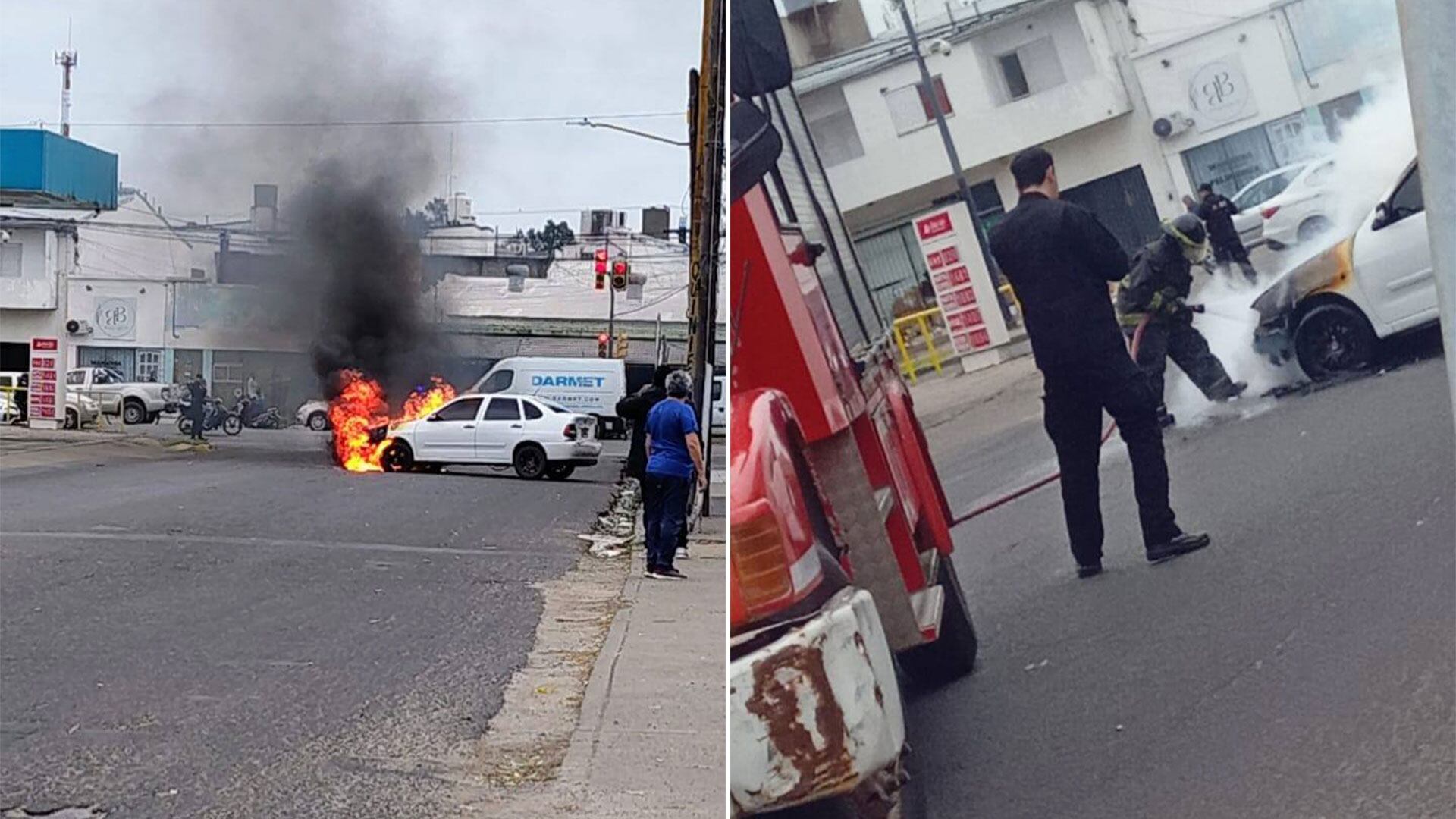 El auto comenzó a largar humo desde el capó al ingresar a cargar GNC en la estación de servicio de Salvador del Carril y Aristóbulo del Valle