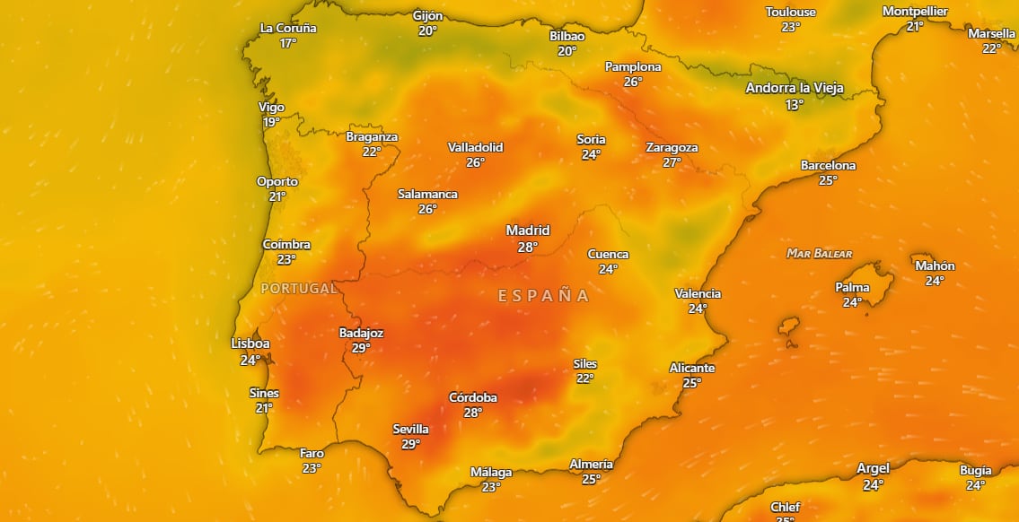 El tiempo, este domingo 27 de septiembre. (Windy)