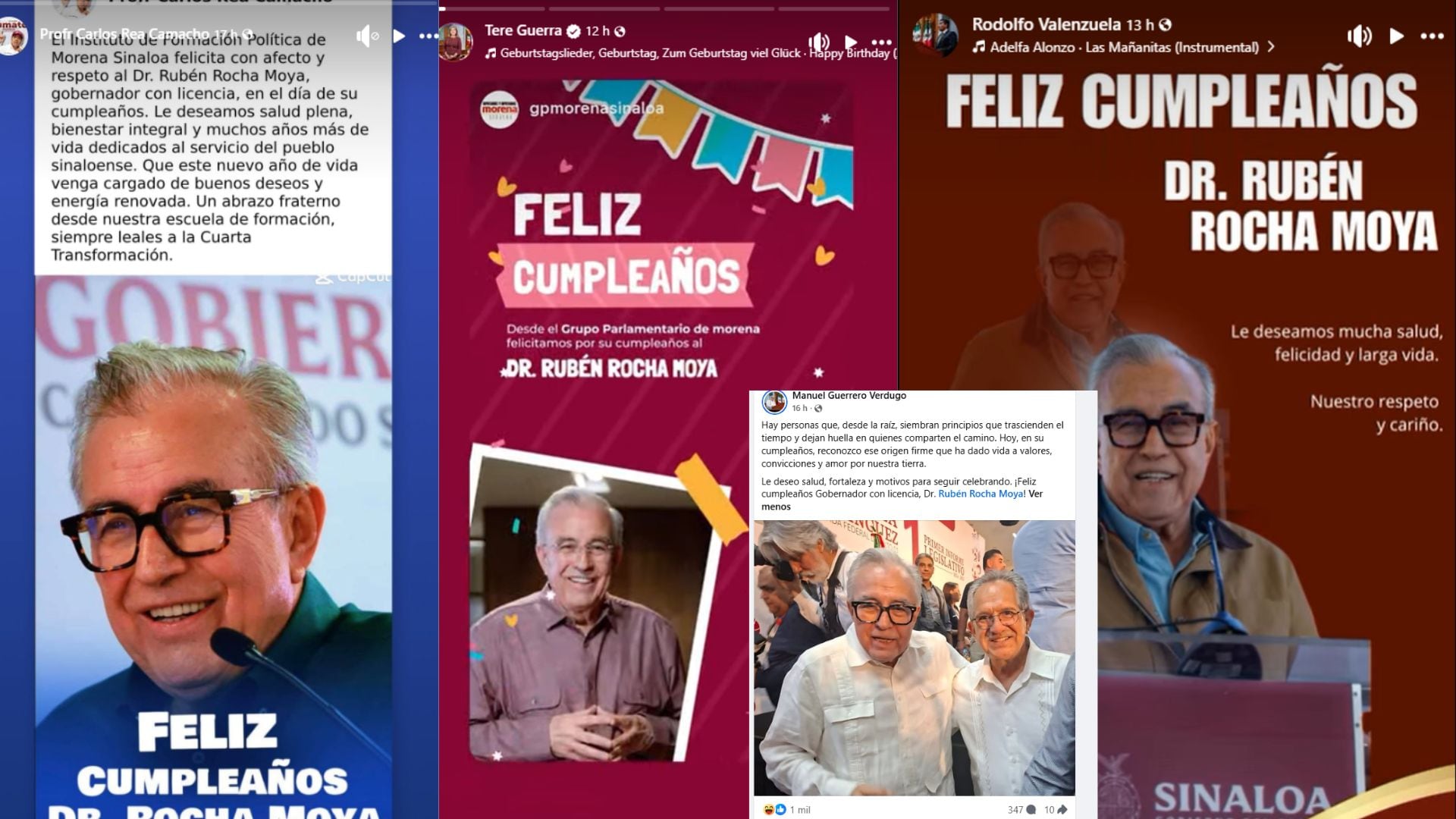 Felicitaciones a Rocha Moya en el 2026. (Capturas de pantalla)