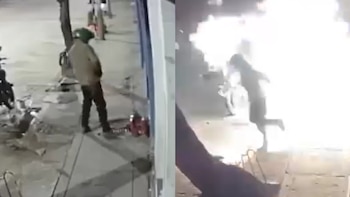 Extorsionador terminó envuelto en llamas