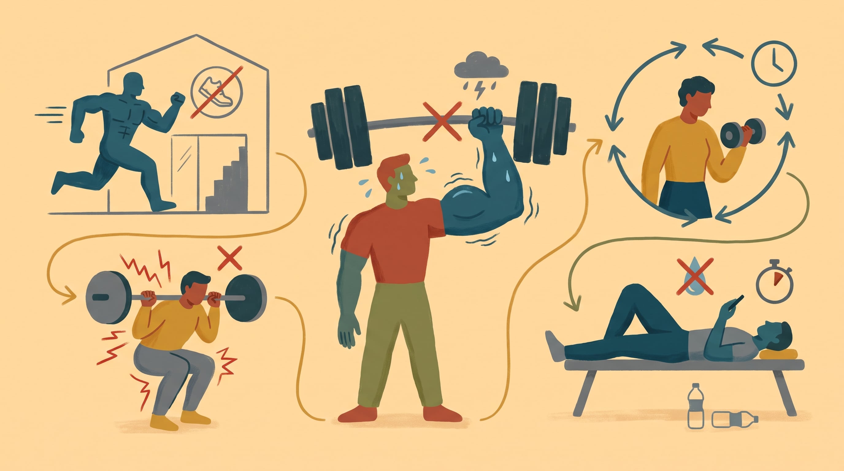 Los errores comunes en el gimnasio pueden frenar el progreso, aumentar la sobrecarga y elevar el riesgo de lesión en el entrenamiento de fuerza (Imagen Ilustrativa Infobae)