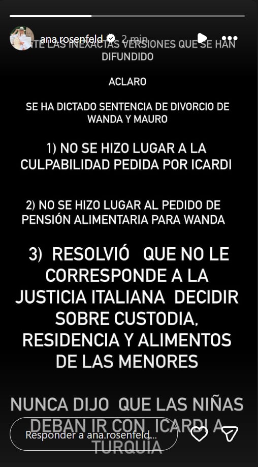 La aclaración que hizo la abogada de Wanda tras el fallo de la justicia italiana