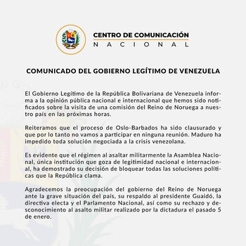Comunicado del Gobierno encargado de