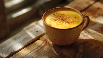Una taza de leche dorada