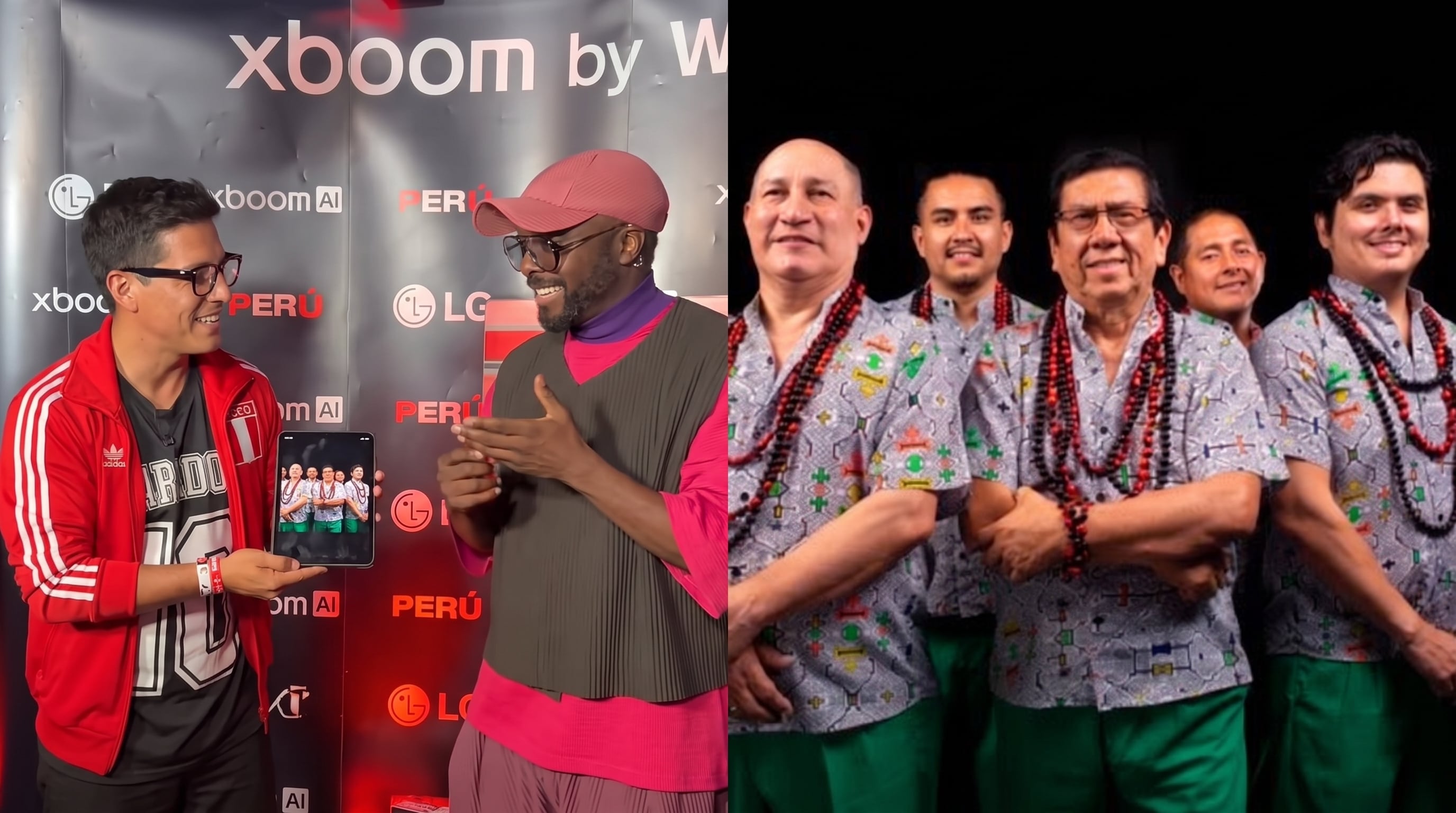 Un entrevistador le enseña una fotografía de la agrupación de cumbia Los Mirlos al productor estadounidense will.i.am durante un encuentro. (Imagen Ilustrativa Infobae)