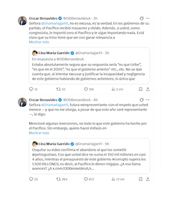 Óscar Benavides responde a Lina María Garrido