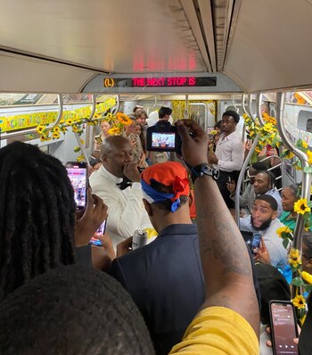 La recepción en el tren