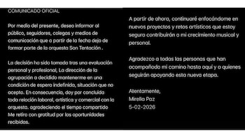 Mirella Paz anuncia oficialmente su