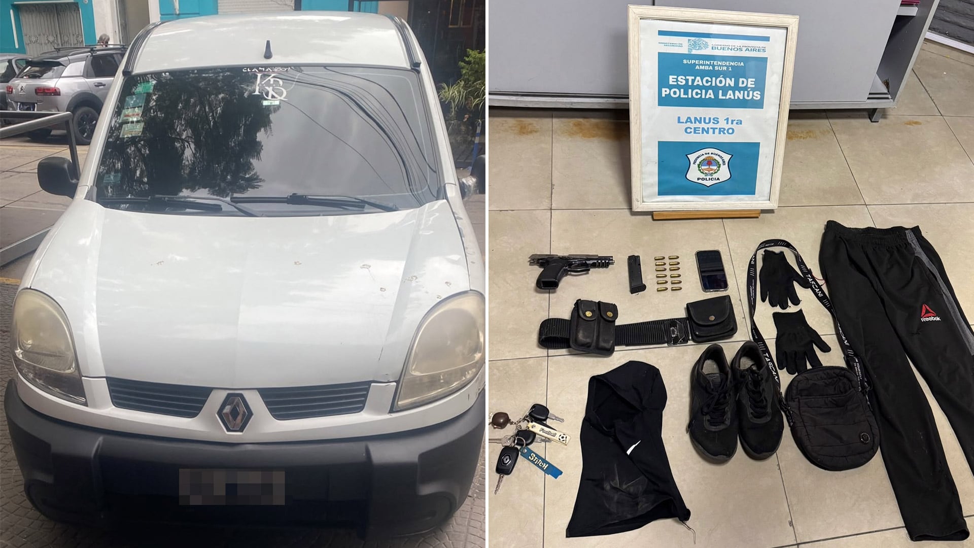 Los agentes secuestraron una pistola, municiones, una camioneta y demás elementos de interés para la causa