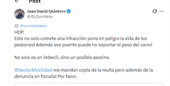 Además de tratarlo de "imbécil", el concejal lo trató de "HDP" y "posible asesino" - crédito @JD_Quinteror/X