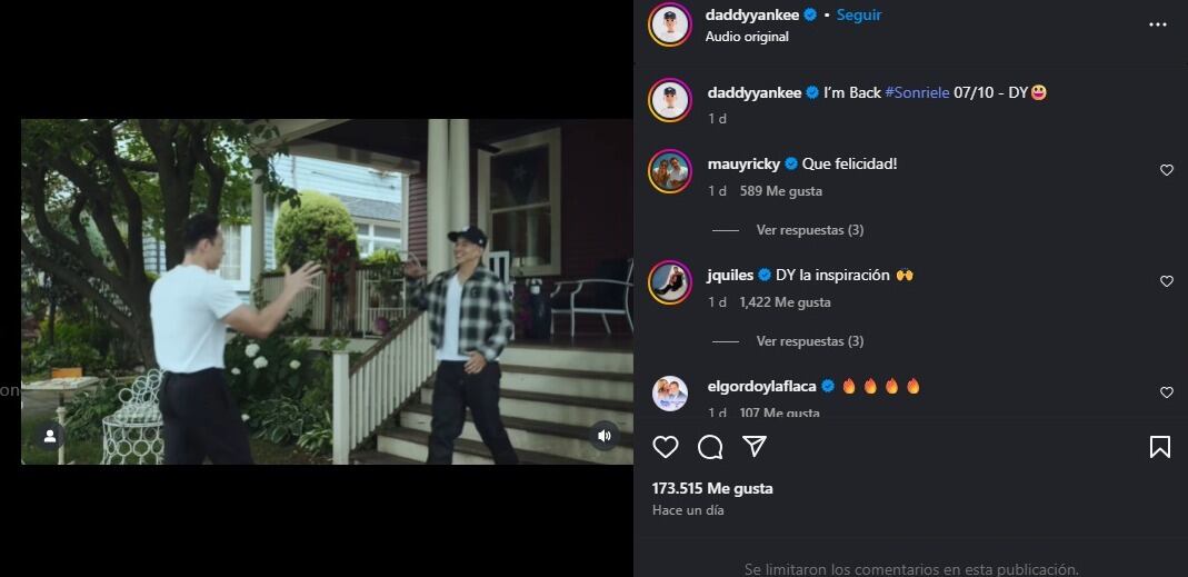 Daddy Yankee publicó el anuncio de su regreso a la música con un video junto al actor Anthony Ramos. (Instagram/Daddy Yankee)