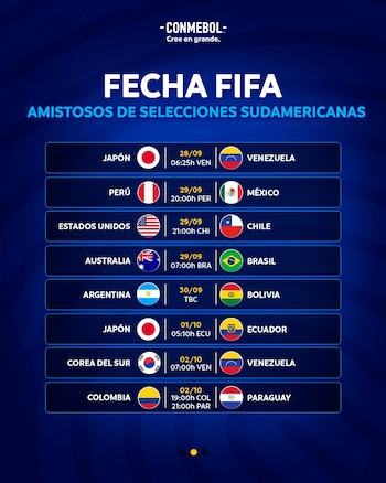 Programación de la segunda jornada de la fecha FIFA.