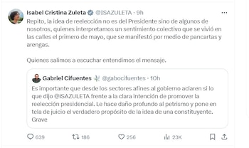 Isabel Zuleta reafirma que la