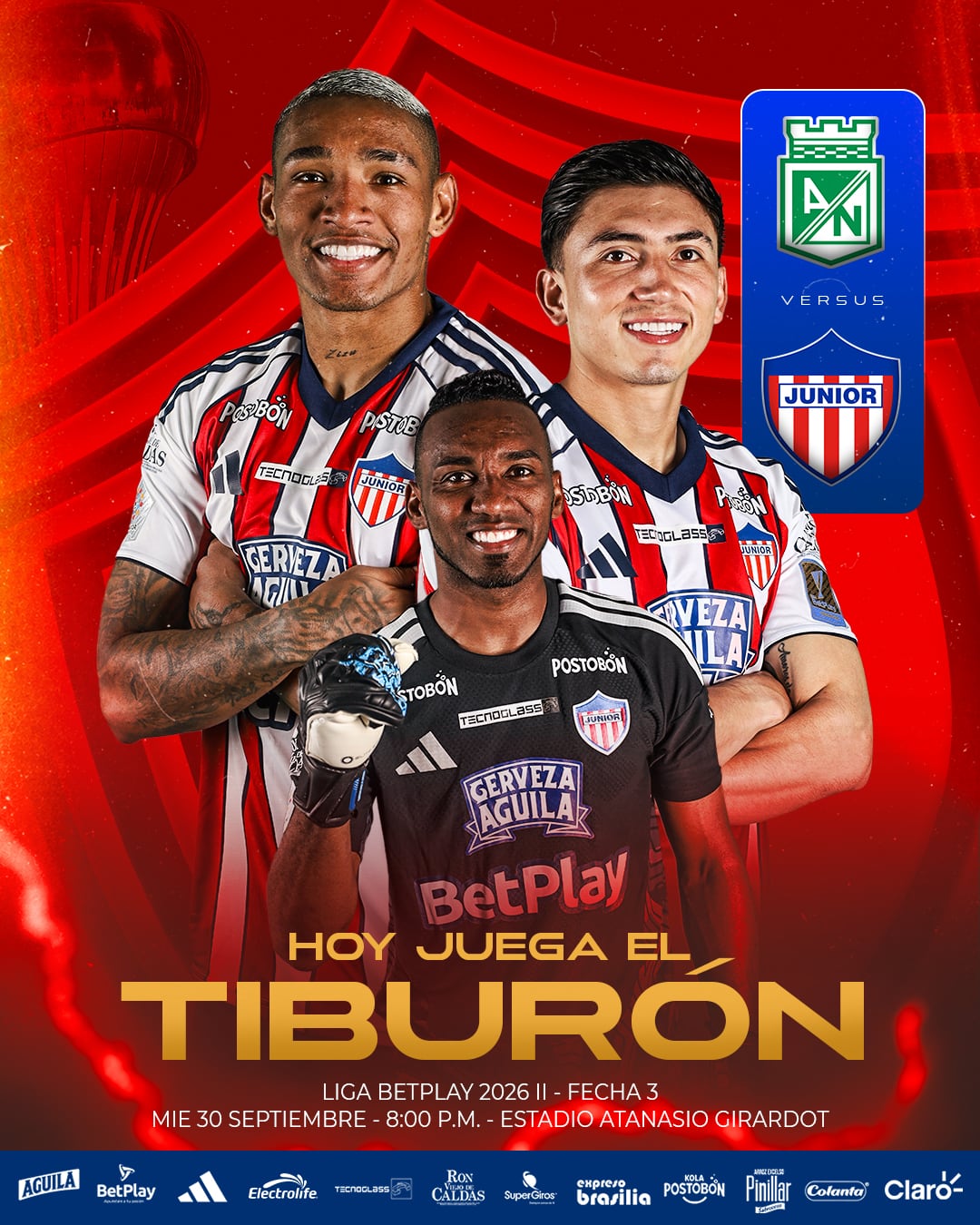 Jermein Peña, Fabián Ángel y Jefferson Martínez son los protagonistas del bicampeón colombiani-crédito
@JuniorClubSA/X