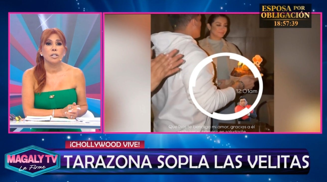 Magaly cuestiona posible embarazo de Karla Tarazona por su relación con Christian Domínguez. Captura: Magaly TV La Firme.