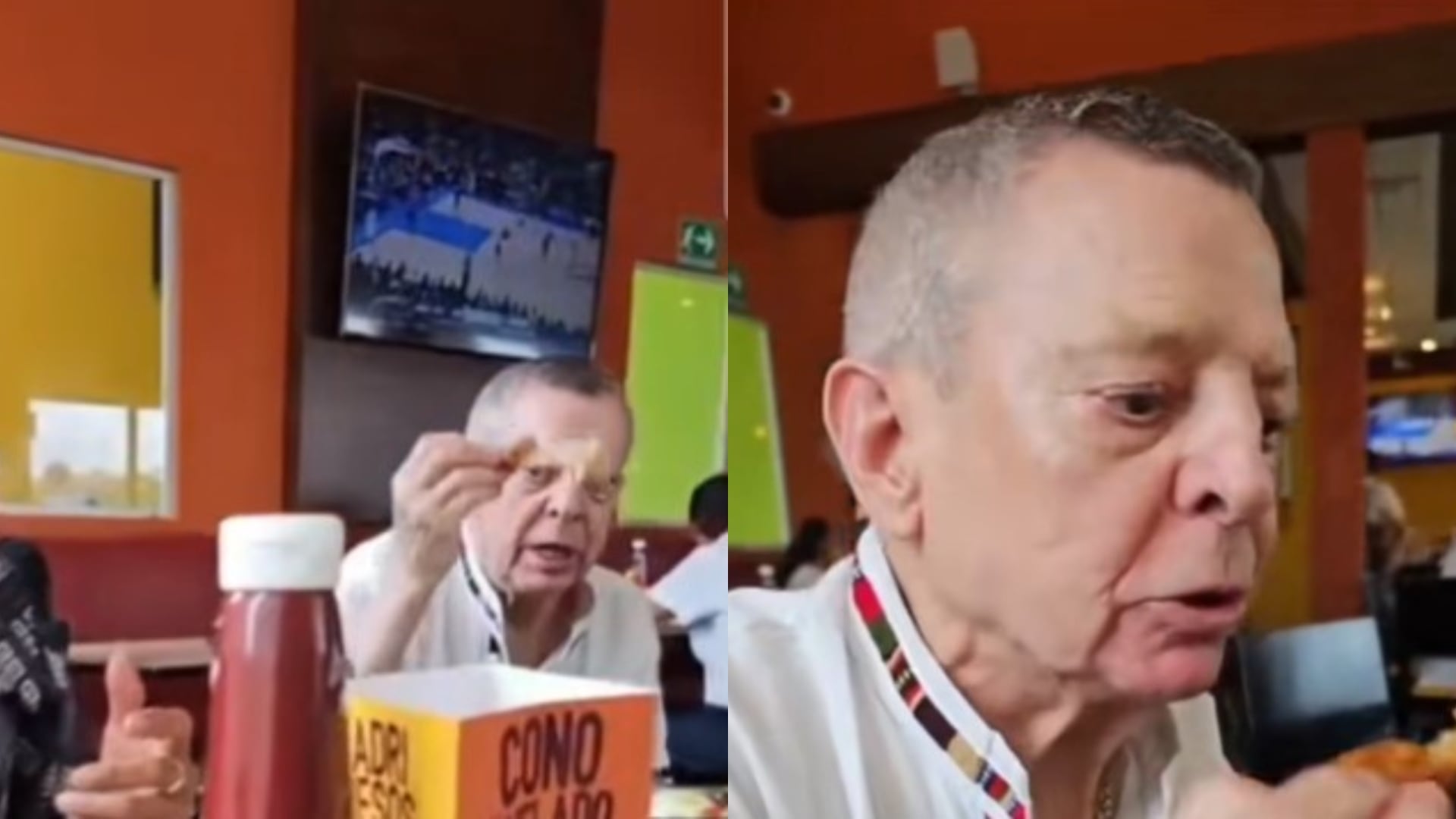 César Bono sufrió un episodio de asfixia tras atragantarse con pollo frito durante una transmisión en vivo en un restaurante de Guatemala (TikTok)