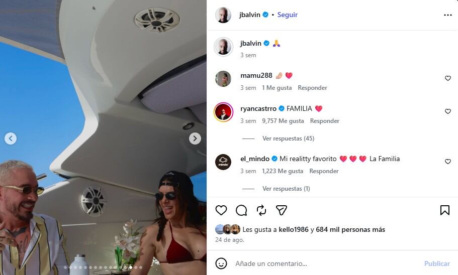 Antes del anuncio oficial, Valentina Ferrer y J Balvin habían compartido en redes sociales imágenes de un viaje familiar junto a su hijo Río - crédito @jbalvin/Instagram
