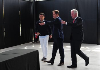 El presidente Jorge Brito y el vice, Matías Patanian, estuvieron al lado de Gallardo