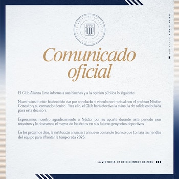 Alianza Lima confirmó la salida