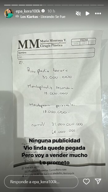 La empresaria mostró los precios