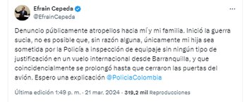 El senador Efraín Cepeda denunció