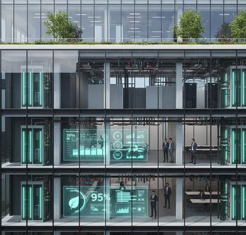 Edificio comercial integrando sistemas de almacenamiento energético sostenible
