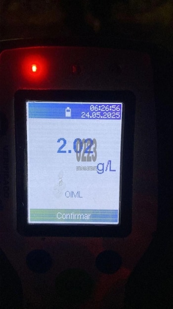 El conductor dio 2,02, cuando
