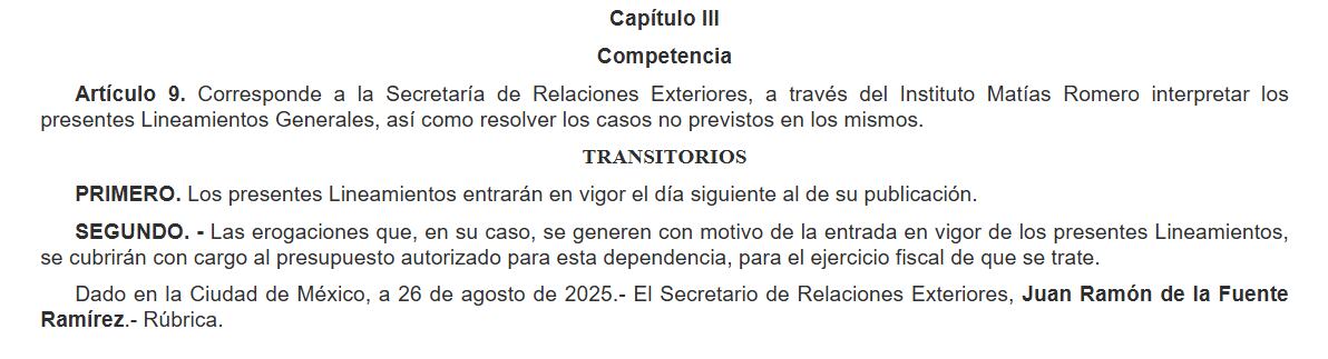 Los lineamientos anunciados por la SRE fueron publicados en el DOF.