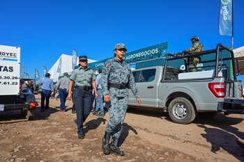 Elementos patrullando en la Expo Agro. Crédito: SSP Sinaloa