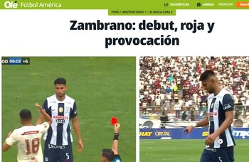 Diario Olé sobre actuación de Carlos Zambrano en Universitario vs Alianza Lima.