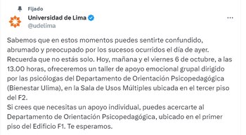 Comunicado de la Universidad de