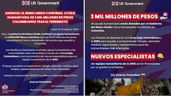 Los fondos británicos permitirán brindar refugio, atención médica, agua limpia y saneamiento en las zonas más afectadas - crédito @UKinColombia/X
