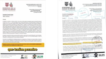 A la derecha, el permiso exhibido por Alessandra Rojo de la Vega; a la izquierda, el permiso publicado por Semovi.