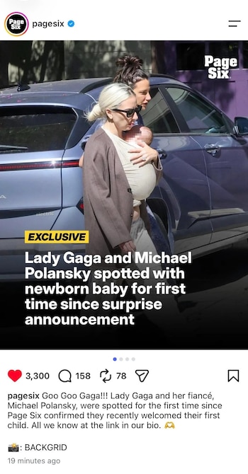 Lady Gaga y Michael Polansky dieron la bienvenida a su primer bebé