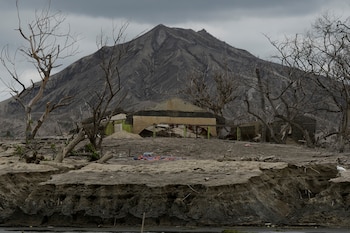 Damaged structures are seen at