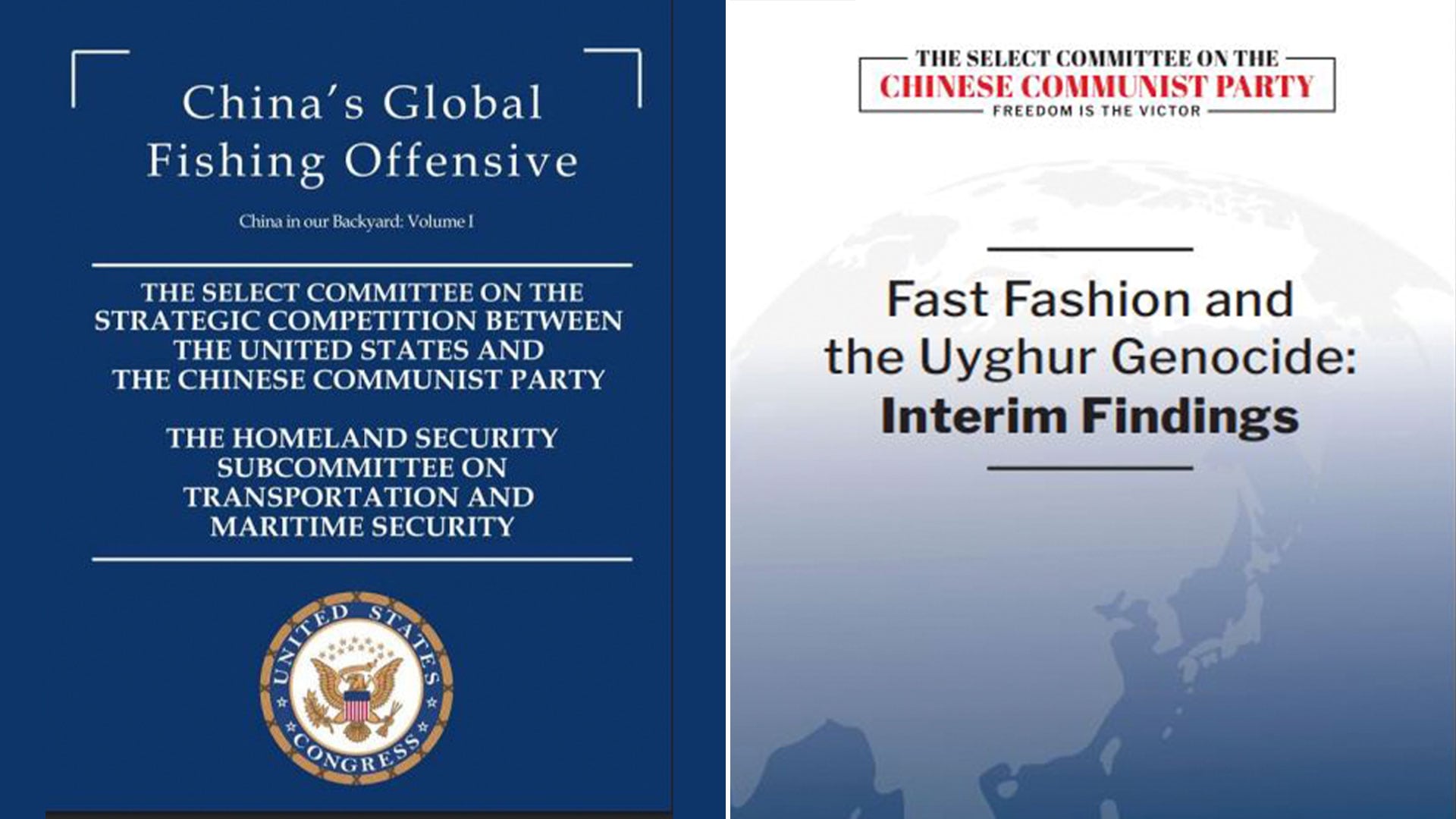 Portadas de dos de los documentos del Comite Bicameral de EEUU que denuncia la