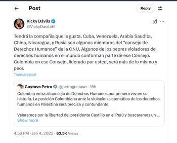 Vicky Dávila respondió al presidente