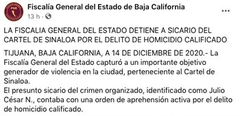 La FGE anunció la captura