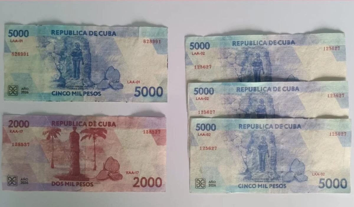 Seis detenidos en Manzanillo por presuntos billetes falsos de 2,000 y 5,000 pesos cubanos tras denuncias en varios establecimientos. (Foto: Redes Entérate con Aytana Alama)