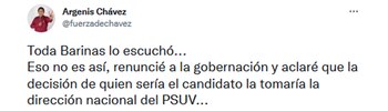 El tuit de Argenis Chávez,