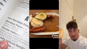 El hombre también probó la empanada colombiana - crédito iLeoVlogs / TikTok