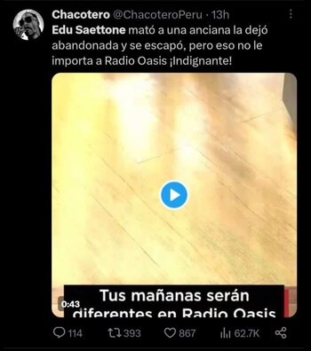 Críticas contra Edu Saettone. Twitter