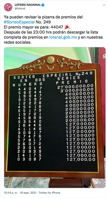 El boleto ganador fue el